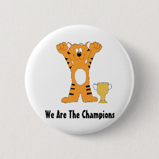 Cartoon Tiger Champion met trofee Ronde Button 5,7 Cm