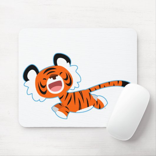 Cartoon Tiger op de run Mousepad Muismat (Met muis)