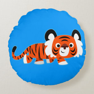 Cartoon Tiger over de prowl rondreis Rond Kussen
