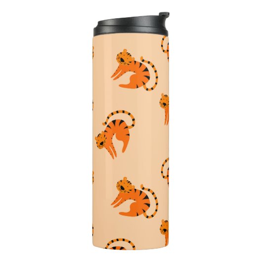 Cartoon Tigers: print voor kinderen Thermosbeker (Gedraaid links)