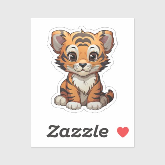 Cartoon tijgerillustratie sticker (Vel)