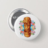 Cartoon Tiki Statue Ronde Button 5,7 Cm (Voorkant /achterkant)