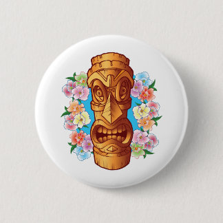 Cartoon Tiki Statue Ronde Button 5,7 Cm