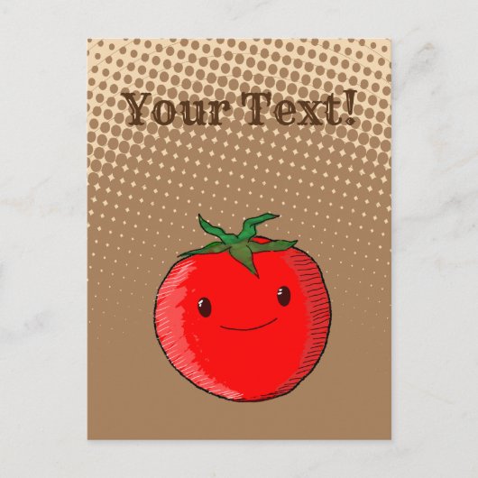 Cartoon tomatenttekening met sepia-gradiënt briefkaart (Voorkant)