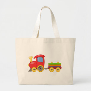 Cartoon trein grote tote bag