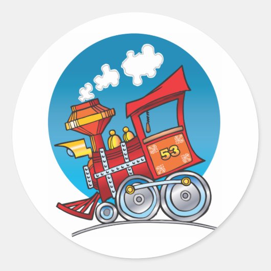 Cartoon treinmotor ronde sticker (Voorkant)