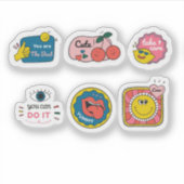 Cartoon trendy label sticker set (Voorkant)