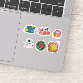 Cartoon trendy label sticker set