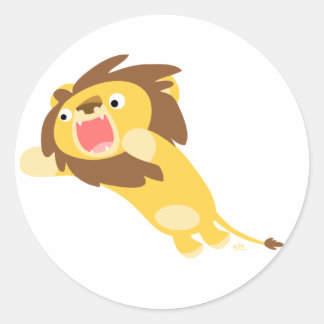 Cartoon très affamé Lion autocollant rond