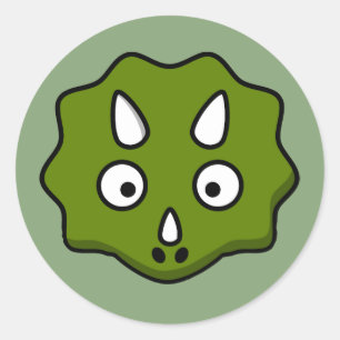 Cartoon triceratops gezicht ronde sticker