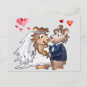 Cartoon Trouwpaar Save the Date Briefkaarten