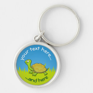 Cartoon Turtle on Grass Sleutelhanger