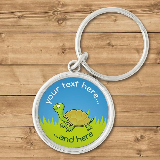 Cartoon Turtle on Grass Sleutelhanger
