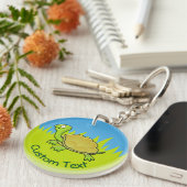 Cartoon Turtle on Grass Sleutelhanger (Voorkant Rechts)