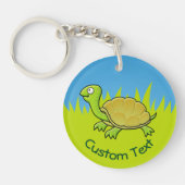 Cartoon Turtle on Grass Sleutelhanger (Voorkant)