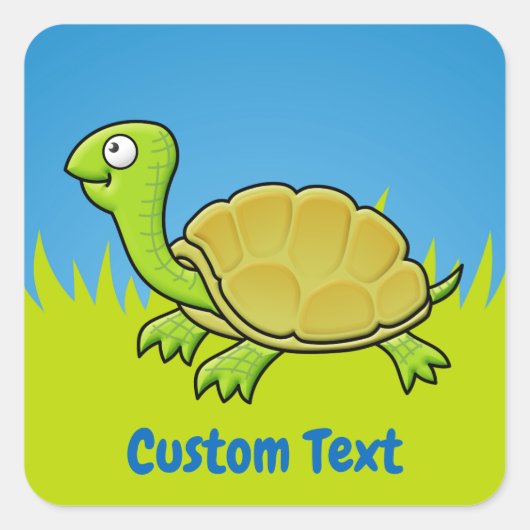 Cartoon Turtle Square Sticker (Voorkant)