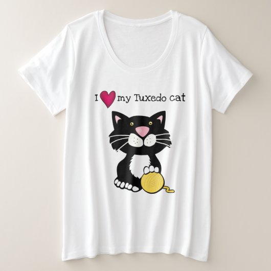 Cartoon Tuxedo Cat Tee Shirt (Design voorkant)