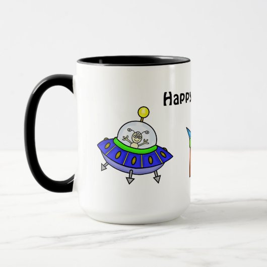 Cartoon UFO-dag Mok (Links)