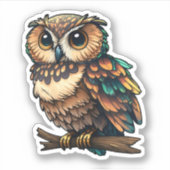 Cartoon uil illustratie sticker (Voorkant)