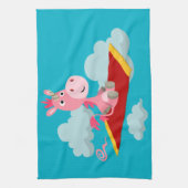 Cartoon Unicorn's Magic Carpet Ride Kitchen Towel Theedoek (Verticaal)