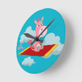 Cartoon Unicorn's Magic Carpet Ride Wall Horloge (Angle)