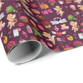 Cartoon Valentijns Patrooncupid Cadeaupapier (Rol Hoek)