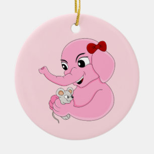 Cartoon van acute olifanten keramisch ornament