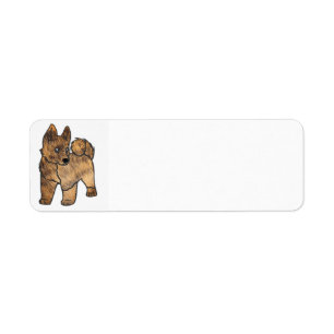 cartoon van akita bruin brindle vacht etiket