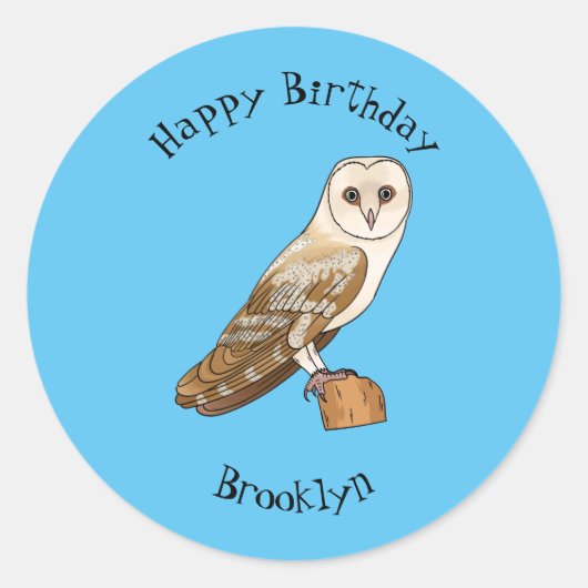 Cartoon van Barn owl Ronde Sticker (Voorkant)