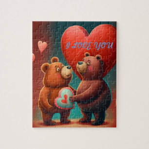 cartoon van beer van valentijns puzzel