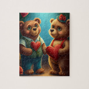 cartoon van beer van valentijns puzzel