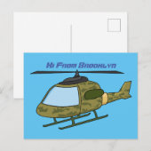 Cartoon van camoflage-helikopters van het vliegenl briefkaart (Voorkant / Achterkant)
