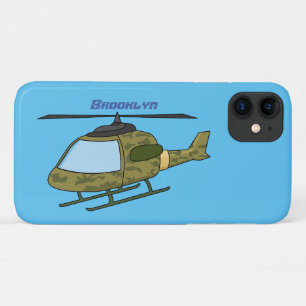 Cartoon van camoflage-helikopters van het vliegenl iPhone 11 hoesje
