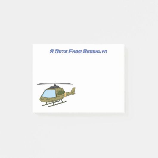 Cartoon van camoflage-helikopters van het vliegenl post-it® notes (Voorkant)