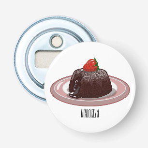 Cartoon van chocolade lava button flesopener