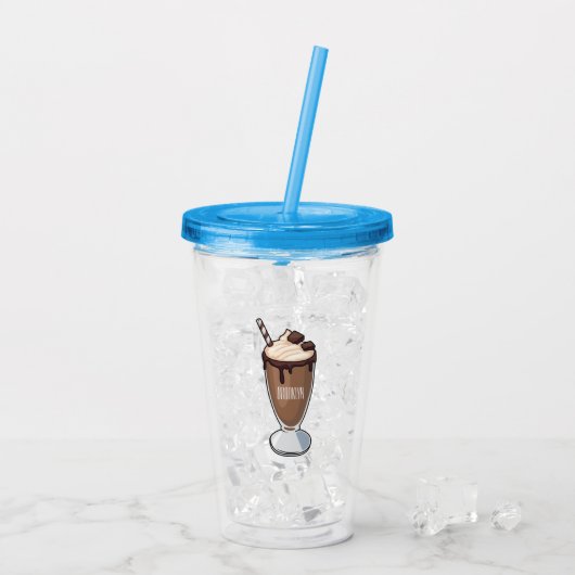 Cartoon van chocolade-mokshake acryl drinkbeker (Achterkant ijs)