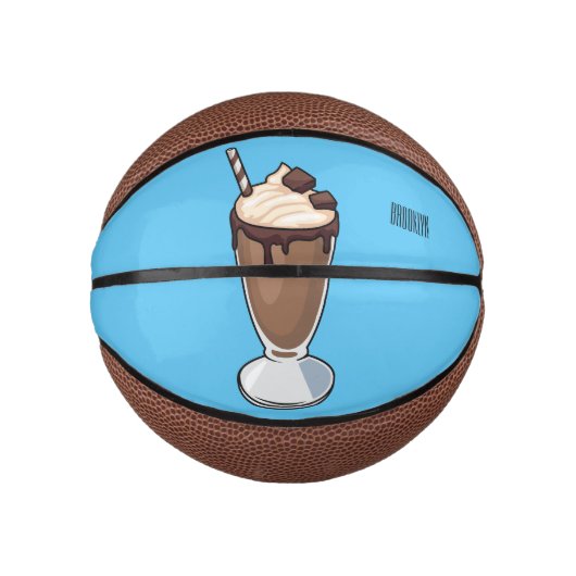 Cartoon van chocolade-mokshake basketbal (Voorkant)
