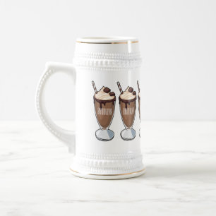 Cartoon van chocolade-mokshake bierpul