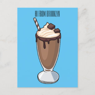 Cartoon van chocolade-mokshake briefkaart