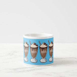 Cartoon van chocolade-mokshake espresso kop