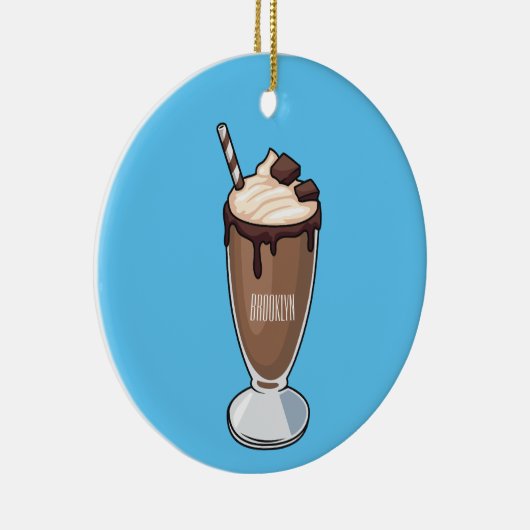 Cartoon van chocolade-mokshake keramisch ornament (Rechts)