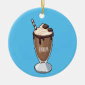 Cartoon van chocolade-mokshake keramisch ornament (Voorkant)