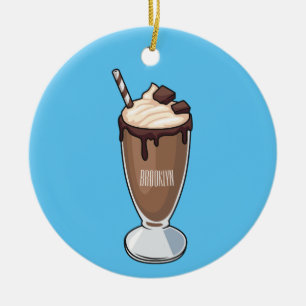 Cartoon van chocolade-mokshake keramisch ornament