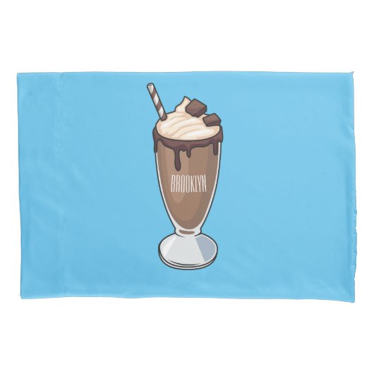 Cartoon van chocolade-mokshake kussensloop (Voorkant)