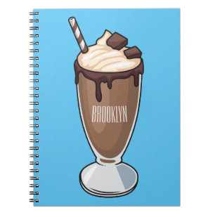 Cartoon van chocolade-mokshake notitieboek