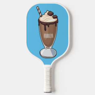 Cartoon van chocolade-mokshake pickleball paddle