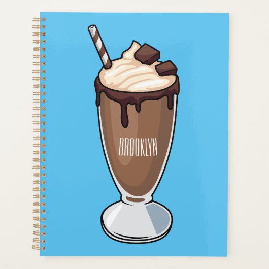 Cartoon van chocolade-mokshake planner (Voorkant)