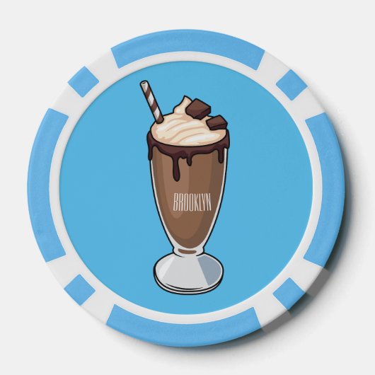 Cartoon van chocolade-mokshake poker chips (Achterkant)