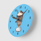 Cartoon van chocolade-mokshake ronde klok (Hoek)