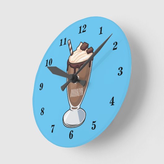 Cartoon van chocolade-mokshake ronde klok (Hoek)